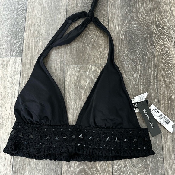 DKNY Black Halter Bikini Top - Picture 1 of 4